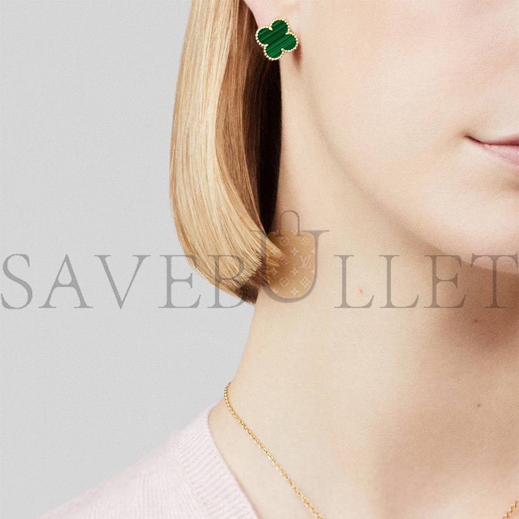 V*N CL*F arpels vintage alhambra earrings - yellow gold, malachite  vcaro3ql00